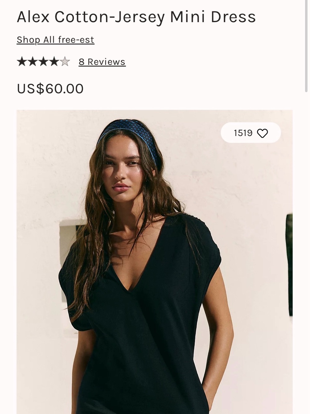 Free People Alex Cotton Jersey Mini Dress - Medium